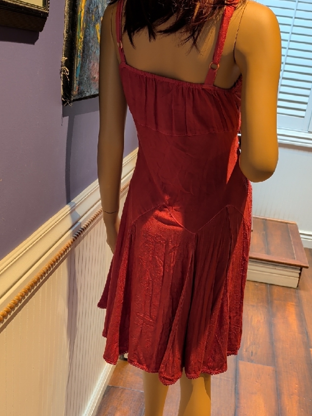 Small Fuchsia Lace Trim Tank Dress - Picture 5 of 6